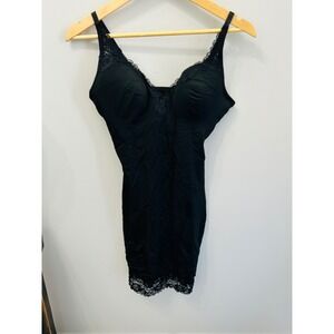 Elegant Black Lace Trim Slip Dress